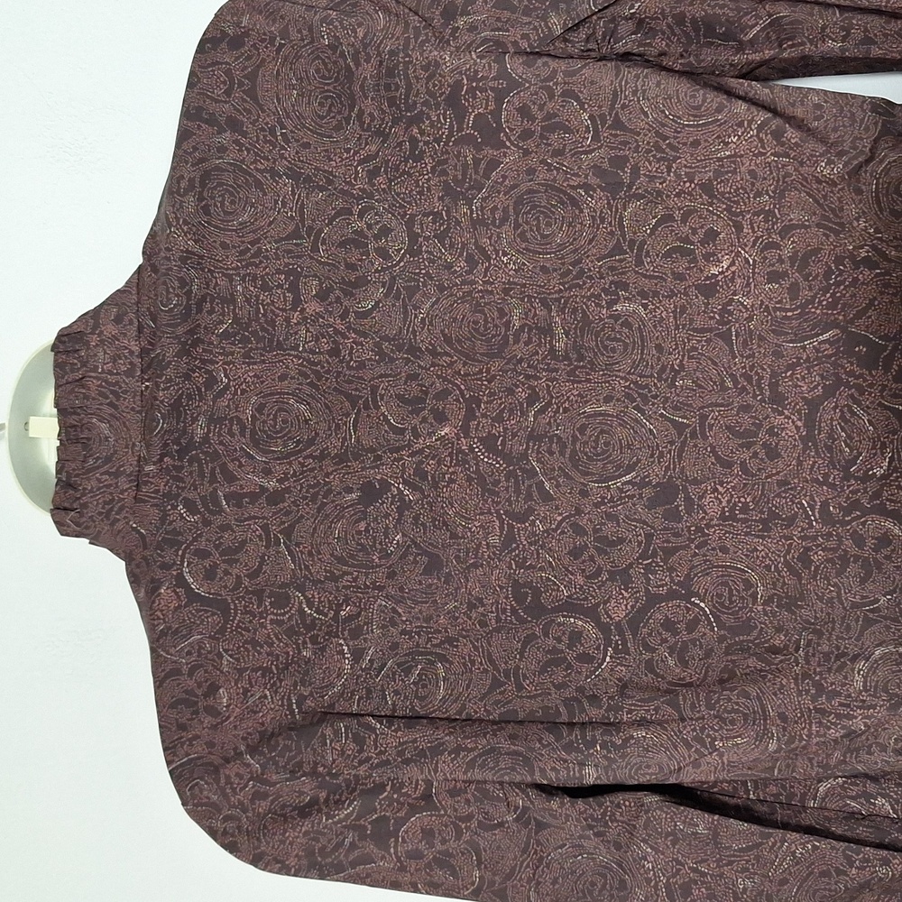 OYROSY Women's Brown Blouse Long Sleeve V Neck - Picture 7 of 14